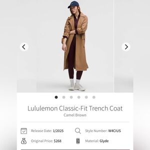 Lululemon Classic-Fit Tan Trench Coat
